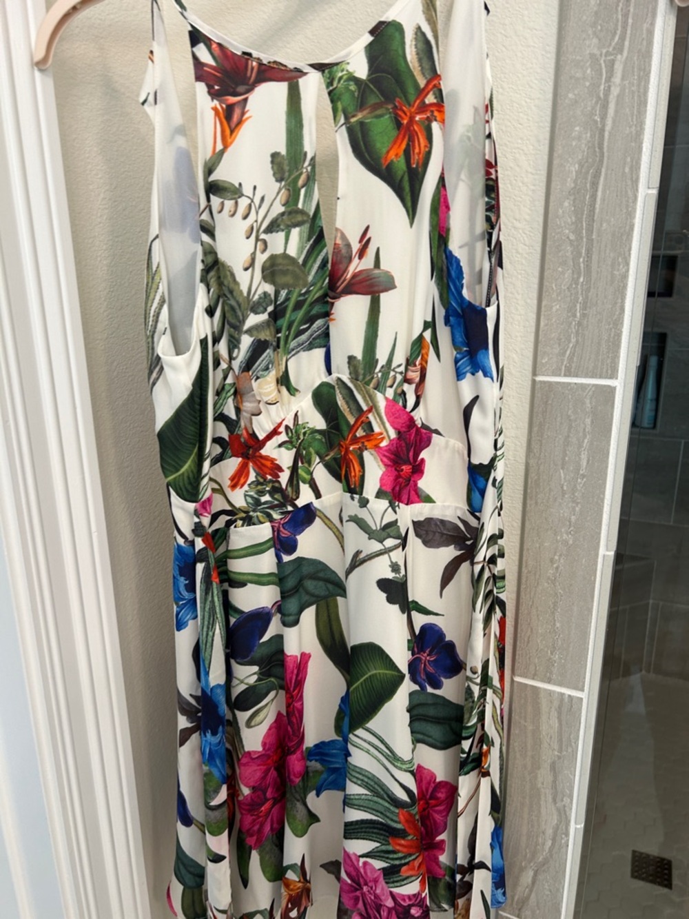 Parker Tropical Floral Mini Dress - White Base with Multicolor Blooms